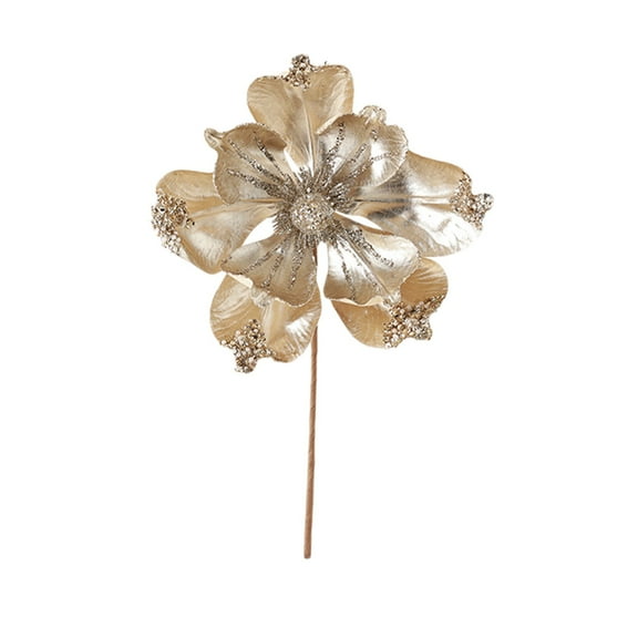 Gold Luxury Metallic Gold Velvet Christmas Floral Pick For Tree Decor Festive Artificial Flower Arrangement
