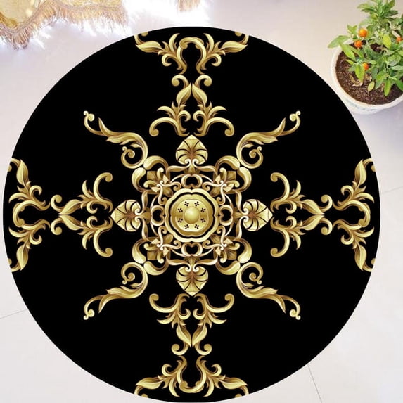 Gold Luxury Round Carpets Living Bedroom Area Rug Room Bedside Chair Mat European Style Home r Carpet Tatami Anti-Slip Mat