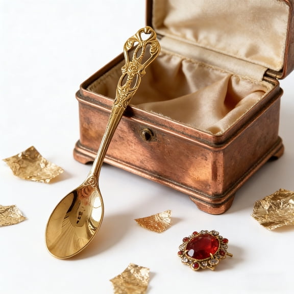 Gold Luxury Teaspoons Stainless Steel Gorgeous Tea Party Spoons Dessert Spoons for Stirring Coffee Sugar Drink Kitchen Cafe Bar Wedding Tableware, Vintage Style