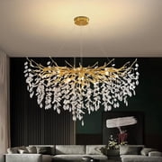 RRBEST Gold Luxury Tree Branch Crystal Chandelier, 47.24" Modern K9 Crystal Chandelier Pendant Light with Adjustable Chain for Living Room, Dining Room, Bedroom
