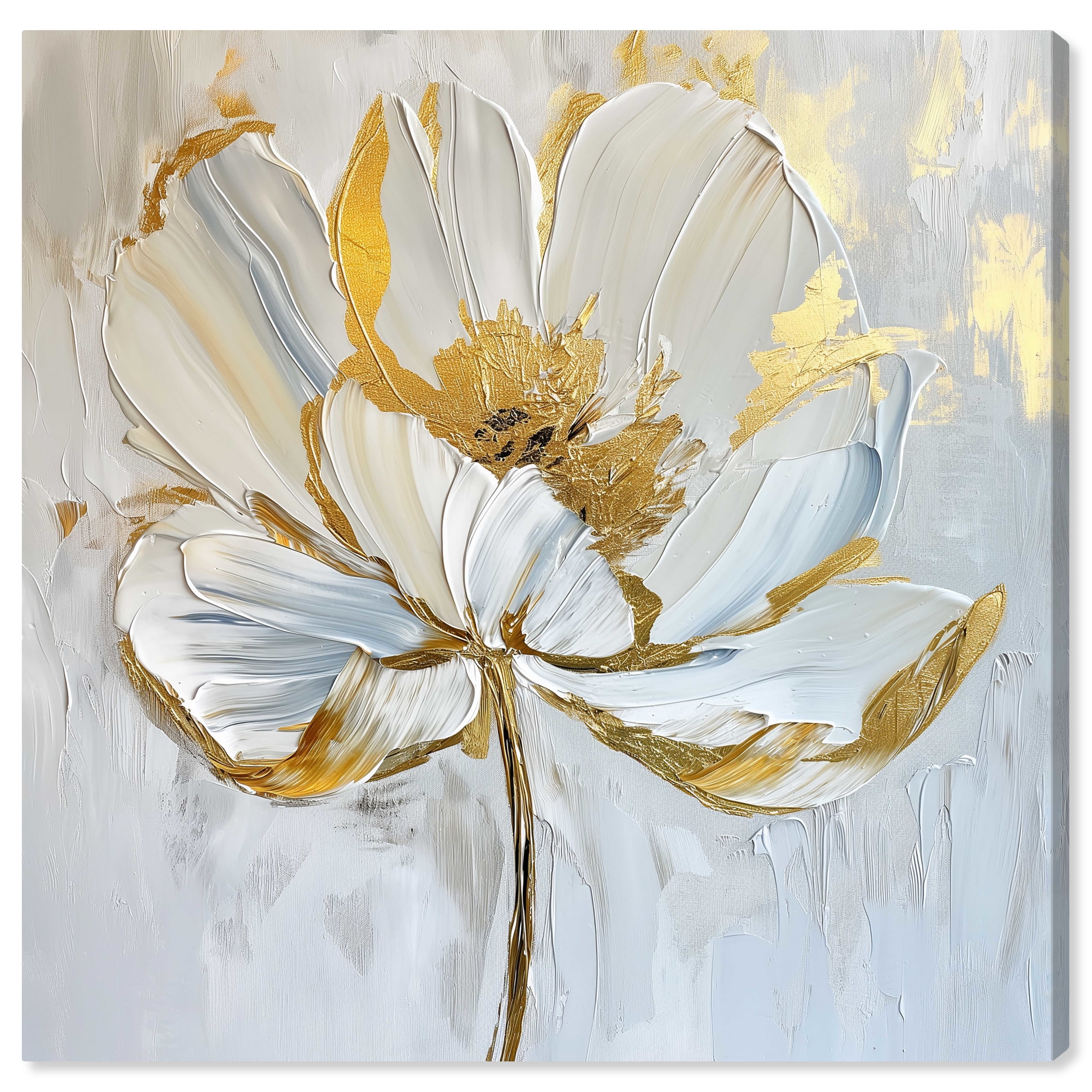 Gold Magnolia II Floral Canvas Wall Art, 16" x 16"