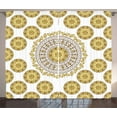 thumbnail image 1 of Ambesonne Mandala Curtains 2 Panel Set, Natural Leaves, 108" x 90", Yellow Cream Brown, 1 of 3