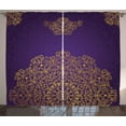 thumbnail image 1 of Ambesonne Mandala Curtains 2 Panel Set, Ornate Swirl Motif, 108" x 96", Purple Yellow, 1 of 3