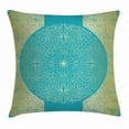 thumbnail image 1 of Gold Mandala Throw Pillow Cushion Cover, Vibrant Framework Design Circular Floral Figure and Borders Exotic Royal, Decorative Square Accent Pillow Case, 16 X 16 Inches, Sky Blue Gold, by Ambesonne, 1 of 2