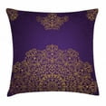 thumbnail image 1 of Gold Mandala Throw Pillow Cushion Cover, Vintage Decorative Ornament Eastern Ottoman Art Motifs Revival Swirling, Decorative Square Accent Pillow Case, 18 X 18 Inches, Purple Yellow, by Ambesonne, 1 of 2
