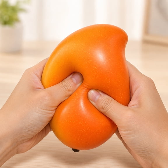 Gold Mango Squeeze Toys, Slow Rising Fruit Fidget Toys, Realistic Mango Squeeze Toys, Soft Stress Relief Fidget Toys for Kids & Adults
