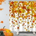 thumbnail image 1 of Gold Maple Leaves Shower Curtain for Bathroom, Autumn Falling Yellow Leaves Shower Curtain Set with 12 Hooks, Fall Fabric Bathroom Curtain, 72H x 72W inches, 1 of 6