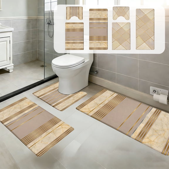Gold Marble Diatom Mud Bath Mat, Super Absorbent Quick Dry Washable Mat with Rubber Non-Slip Base, Soft Thick Bath Rug for Home Hotel Shower Room Toilet, Gold-A
