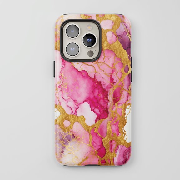 Gold Marble For All iPhone Series Protective Phone Case Abstract Pink Gold
