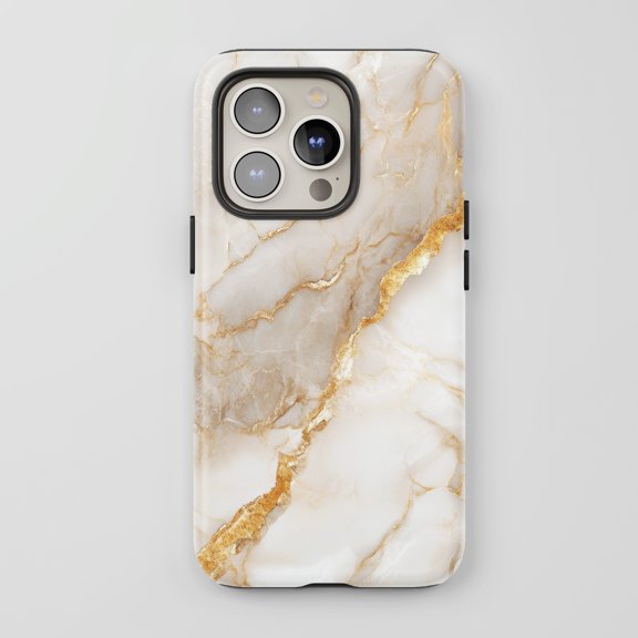 Gold Marble For All iPhone Series Tough Phone Case Luxury Design White Gold