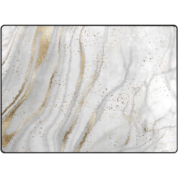 Gold Marble Non-Slip Runner Rug Washable Soft Absorbent Living Room Rugs for Bedroom 80x58 Inches Home Decor