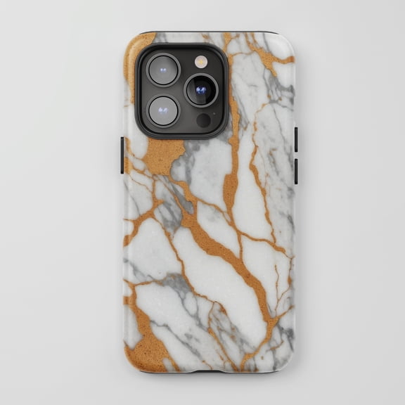 Gold Marble Pattern Case for All iPhone Series Protective Phone Case Luxury Style White and Gold