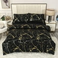 Gold Marble Texture Applique Art Duvet Cover Set King Double Full Twin