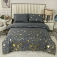 Gold Marble Texture Applique Art Duvet Cover Set King Double Full Twin