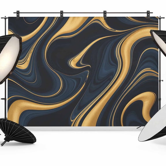 Gold Marble Texture Photography Backdrop 7x5FT, Abstract Navy Blue Gold Water Ripples Photo Backdrops, Background for Photography Studio Photo Studio Background, Back Drop for Photoshoot