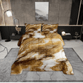 thumbnail image 1 of Gold Marbling Comforter Set Full Brown Abstract Artwork Bedding Set Colorful Foil Print Glitter Bedding Comforter Sets Golden Metallic Duvet Set, Modern Geometric Quilted Comforter Breathable 3 Pieces, 1 of 4