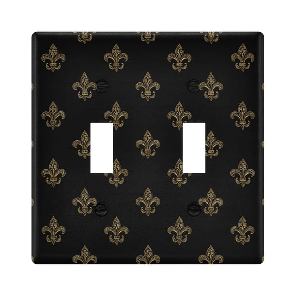 Gold Mardi-gras Flower Pattern Light Switch Cover Electrical Outlet Cover Replaceable Wall Plates 2-Gang