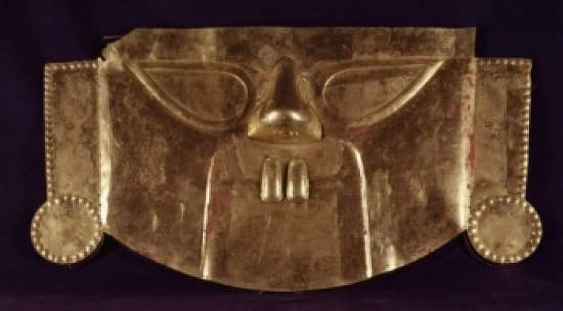 Gold Mask 14th C Chimu Culture Peru Pre-Columbian Canvas Art - (18 x 24)
