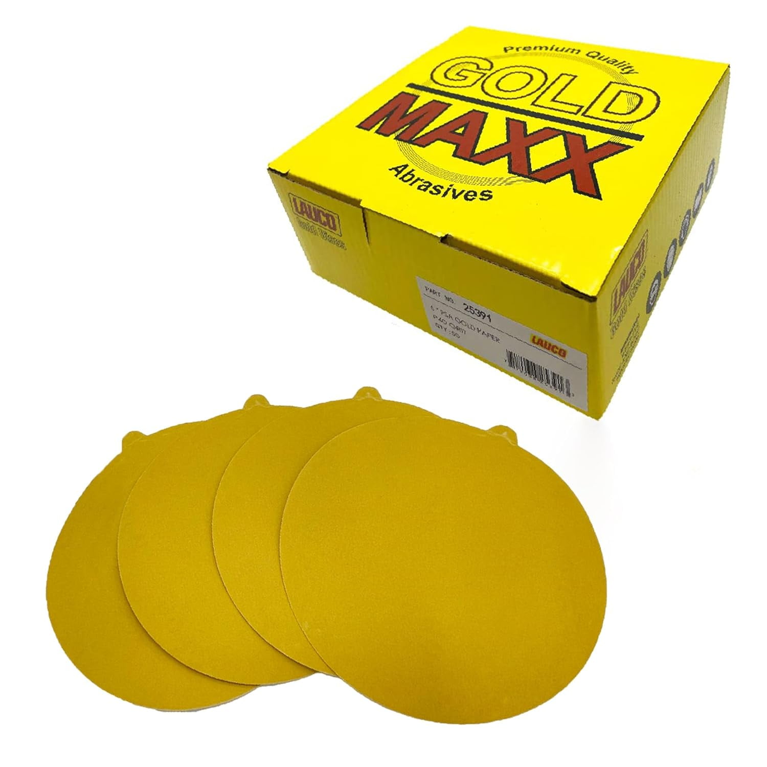 Gold Maxx Premium 6" Gold PSA Sanding Discs 40 Grit (Box of 50