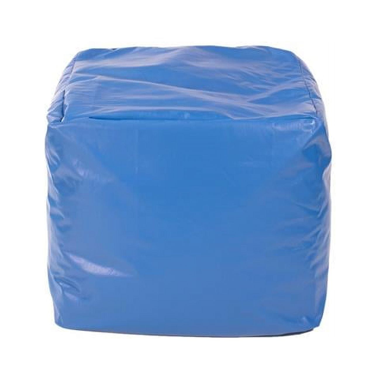 Gold Medal 1BF11046104 Leather Look Vinyl Bean Bag Ottoman, Blue