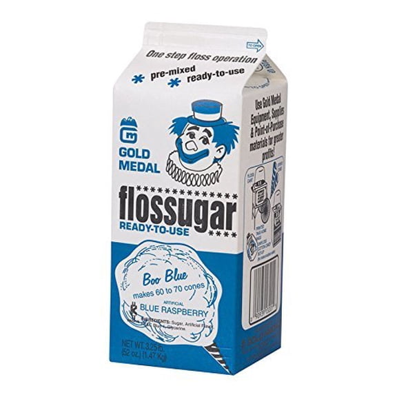 Gold Medal Blue Raspberry Flos-Sugar Cotton Candy Sugar - Shelf-Stable - 6 Count Pack