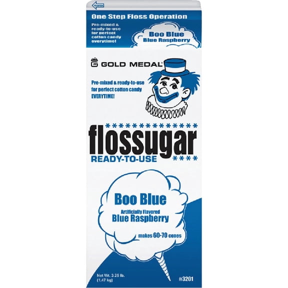 Gold Medal Blue Raspberry Cotton Candy Floss Sugar, 52 oz - 1/2 Gallon, 6 Pack
