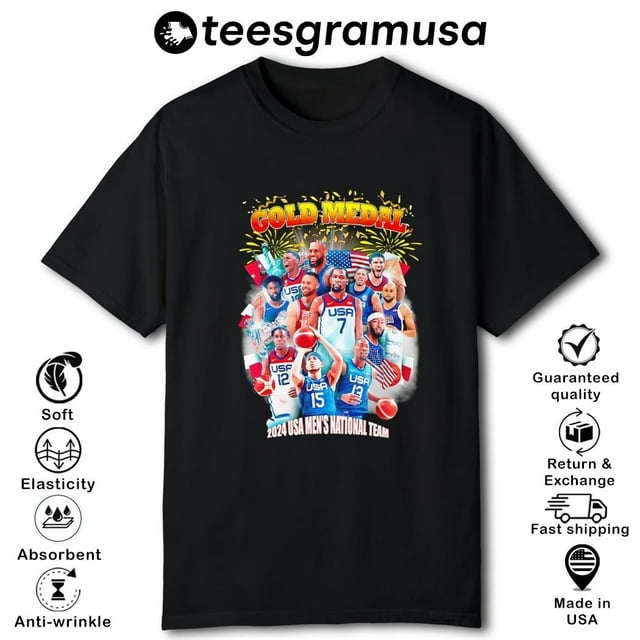 Gold Medal Olympic Paris 2024 Usa Men's Basketball National Team Shirt