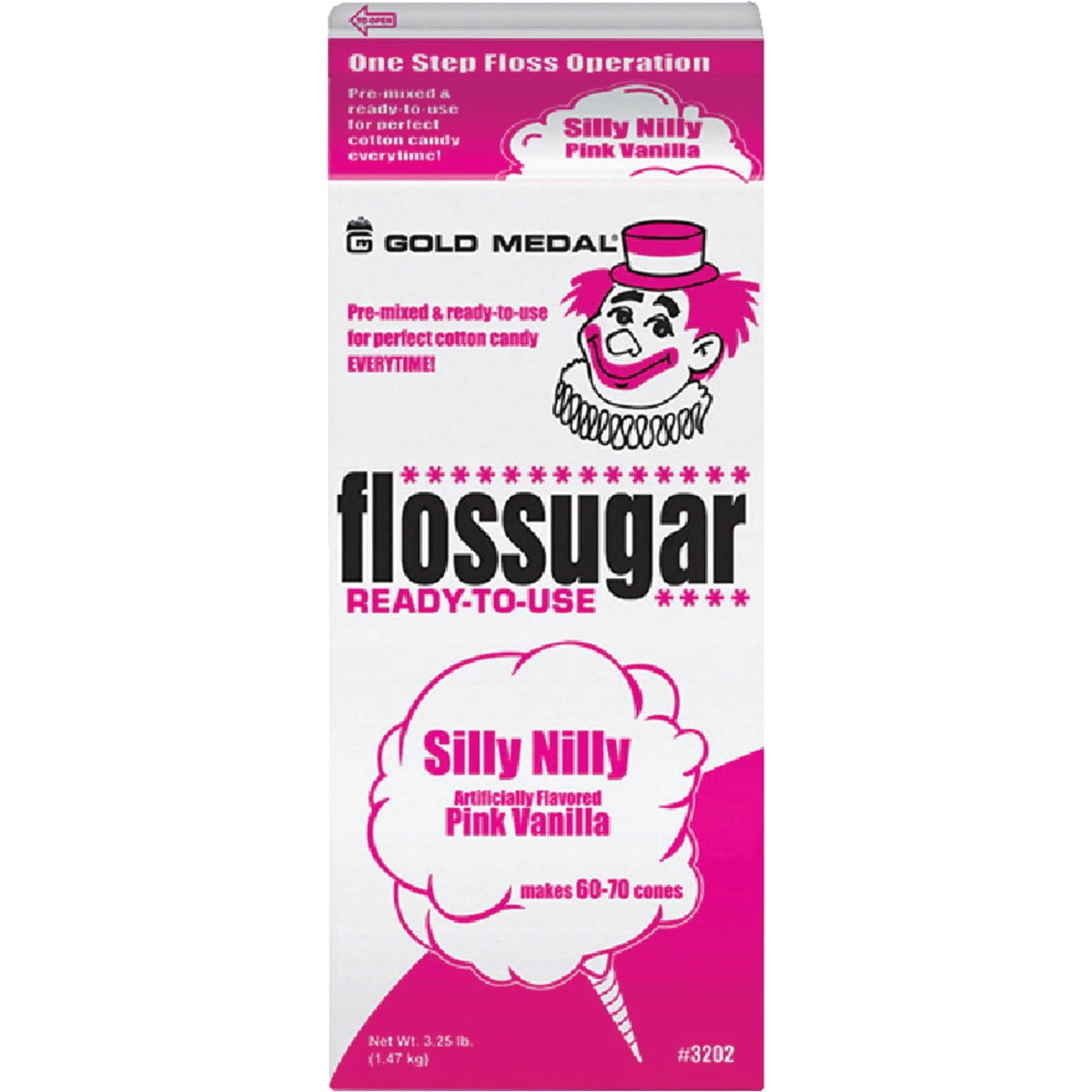 Gold Medal Vanilla Pink Cotton Candy Floss Sugar, 52 oz - 1/2 Gallon, 6 Pack