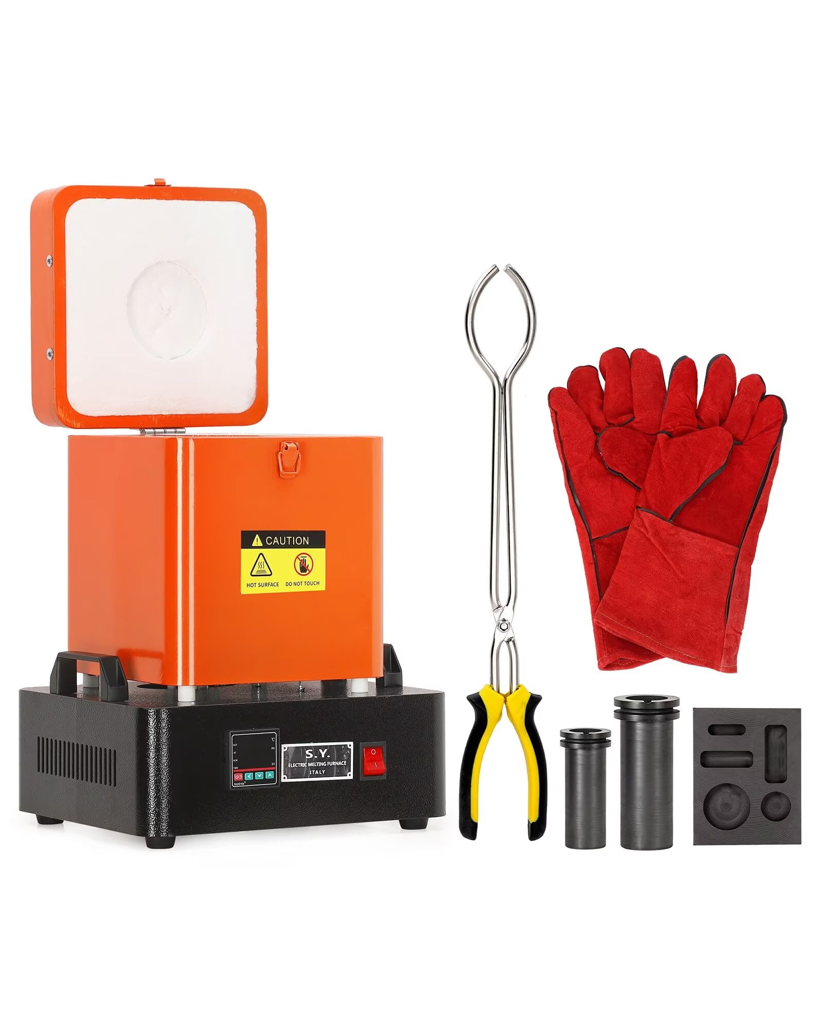 Gold Melting Furnace, 2100℉ 1500W Digital Electric Melting Furnace Gold Melting Kit with 1+3 KG Crucibles, for Quick Smelting Scrap, Gold, Silver, Copper, Aluminum