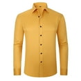 thumbnail image 1 of Gold Mens Tshirts, Long Sleeve Mens Vacation Shirt, Work Polyester Wrinkle Free Dress Shirts for Men, Non Ironing Elastic Men's d Shirt Lapel Solid Color Button, 1 of 3