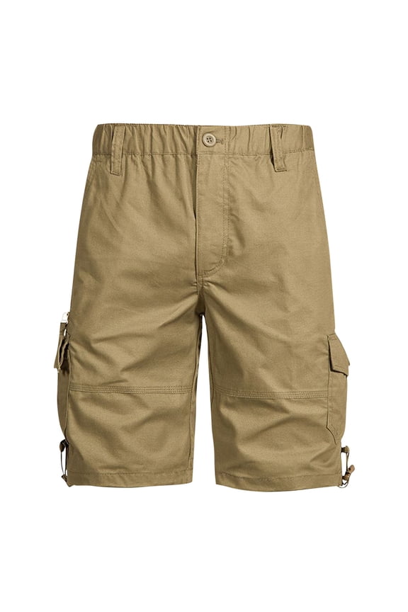 Gold Mens Wild Cargo Button Up Shorts for Mens Straight Leg Elastic Waist Basic Fall Summer 2026 Clothing Y2K L