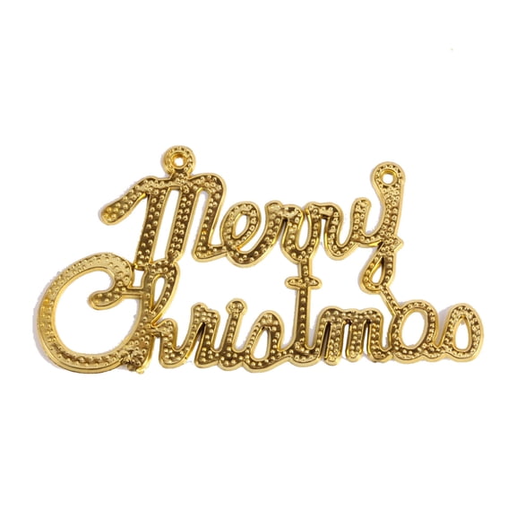 Gold Merry Christmas Letter Sign, Hanging Word Plaque Ornament, Cursive Script Decor for Christmas Tree Wreath Holiday DIY Crafts