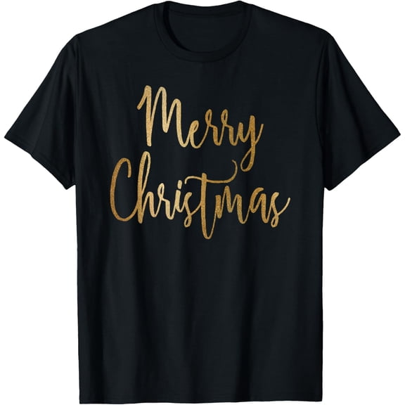 Gold Merry Christmas Shirt Holiday Shirt T-Shirt