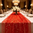 thumbnail image 1 of Gold Mesh Table Runner with Sparkling Gold Foil Glitter, 70x200cm Sheer Polyester Table Decor for Weddings, Birthdays, Parties and Events, 1 of 6