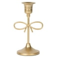 thumbnail image 1 of Home Decor Collection Sterling & Noble Home Gold Metal 5.91" Indoor Tabletop Taper Candleholder with Bow Accent, 1 of 15