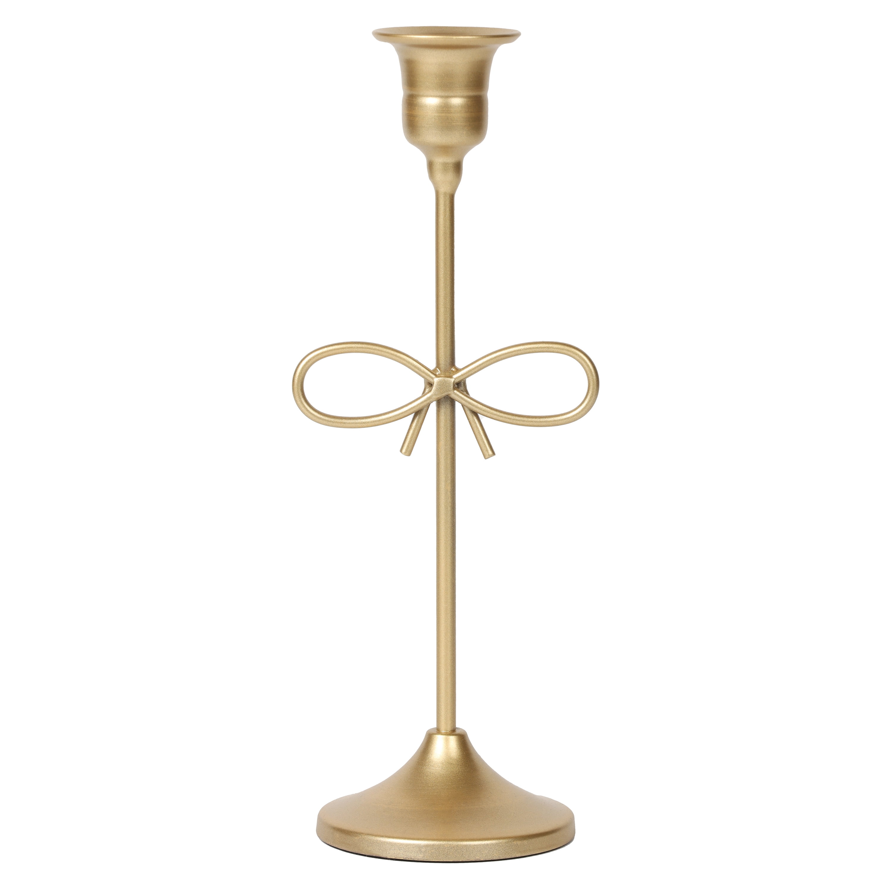 Home Decor Collection Sterling & Noble Home Gold Metal 9.06" Taper Tabletop Indoor Candle Holder, with Bow Accent - Walmart.com