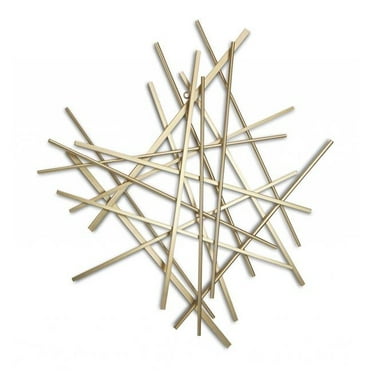 Gold Metal Abstract Linear Strips Hanging Wall Art Decor