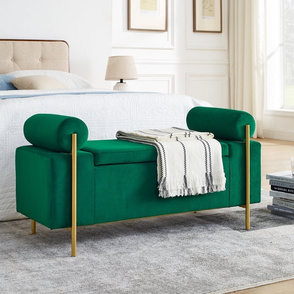 Gold Metal - Accented Velvet - Super Comfortable and Relaxing Seating - Home Decor - Durable Storage Option