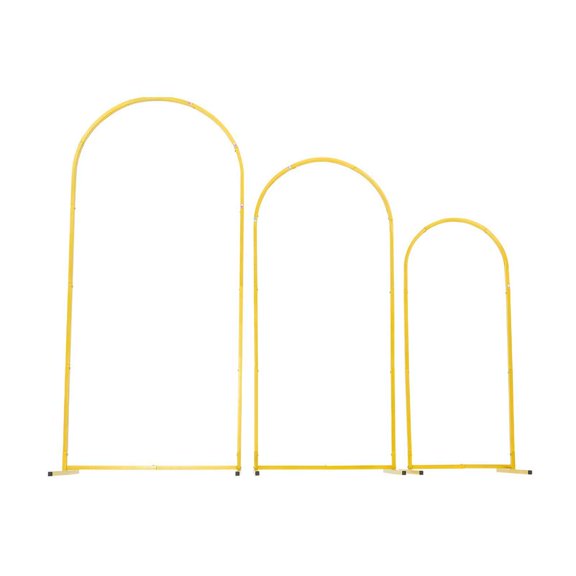 Gold Metal Arch Backdrop Stand Set of 3, 6 Ft 5 Ft 4 Ft, Semi-Circular Top Frame, Stable Structure