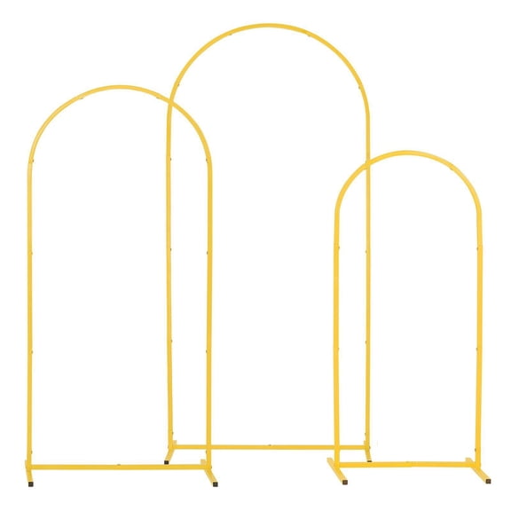 Gold Metal Arch Backdrop Stand Set of 3 6ft 5ft 4ft Easy Assembly Stable Wedding Birthday Graduation Party Decoration