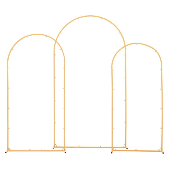 Gold Metal Arch Backdrop Stand Set of 3 7.2 6.6 6 Feet Stable Structure Easy Assembly for Wedding Birthday Graduation Holiday Ceremony Decoration