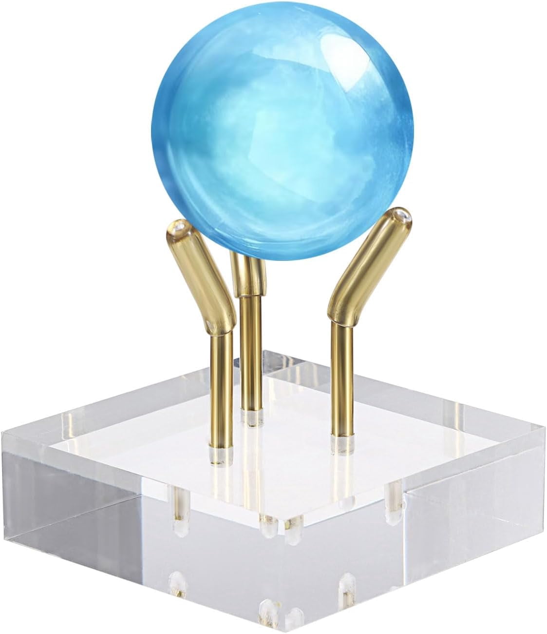 Gold Metal Arm Display Stand Easel with Acrylic Base Small Display Easel Holder for Sphere Crystal Ball Mineral Geodes Rock Seashell, Medium