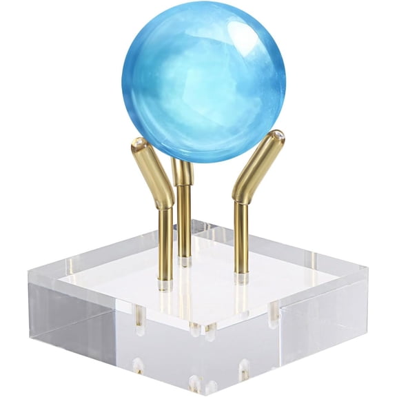 Gold Metal Arm Display Stand Easel with Acrylic Base Small Display Easel Holder for Sphere Crystal Ball Mineral Geodes Rock Seashell, Medium