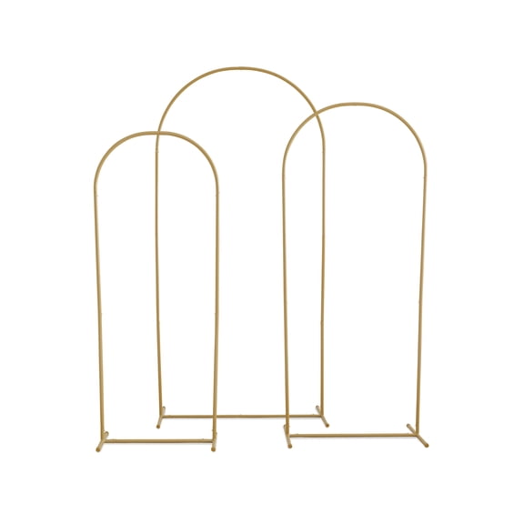 Gold Metal Backdrop Arches - Set of 3 by Celebrate It  Decorative Frame Set for Balloons - Flowers & Photo Backdrops for Weddings - Baby Showers & Events