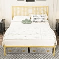 thumbnail image 1 of Gold Metal Bed Frame with Decorative Headboard/Quiet Sleep and Easy Setup in Bedroom, 1 of 2