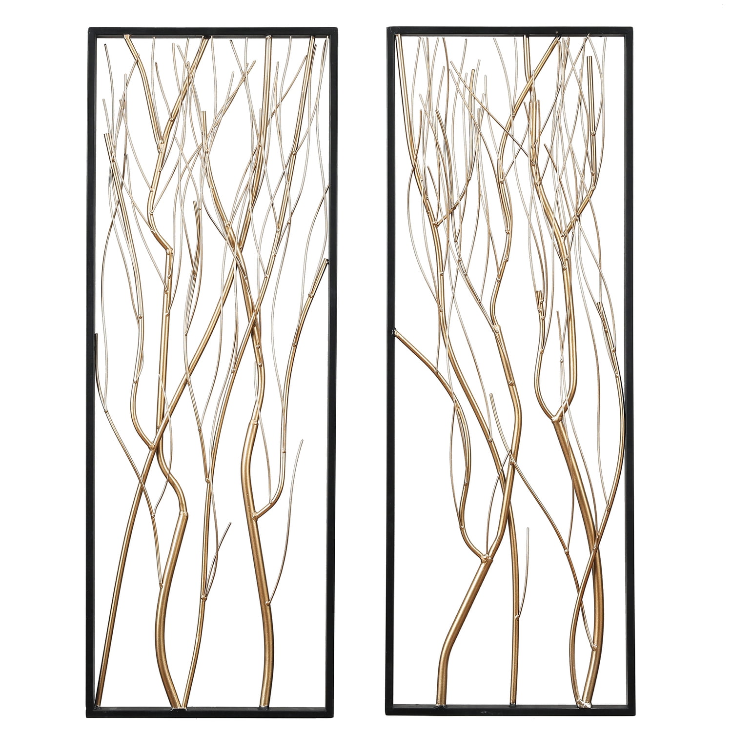 Gold and Black Metal Branch Wall Decor Set, 36-Inch