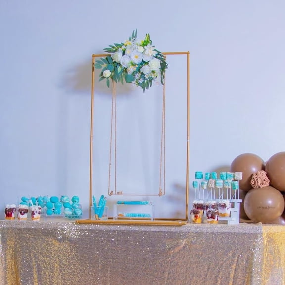 Gold Metal Cake Swing Stand - Floating Dessert Display for Weddings, Showers & Parties