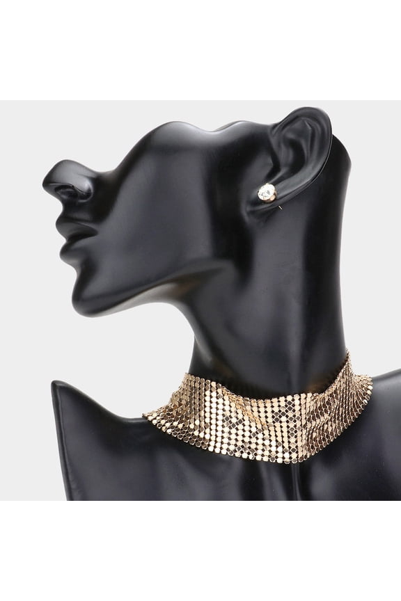 Gold Metal Choker Necklace