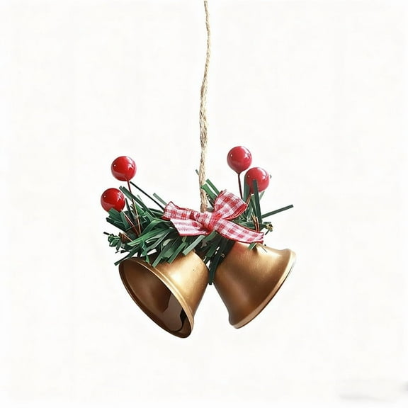 Gold Metal Christmas Bells With Wrought Iron Construction For Xmas Tree And Holiday Door Decor