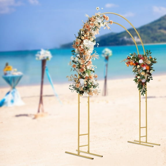 Gold Metal Double-tube Arch Stand Wedding Flower Backdrop Decor Rack 150*60*220cm